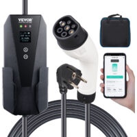 VEVOR Chargeur EV Portable Type 2 Chargeur Voiture Electrique 16 A 3,7 kW avec Cable de Charge 8,6 m Prise CEE 7/7 Ecran LCD Home EV IEC62196 Etanche IP66 avec Sac de Rangement Crochet Cable de Charge