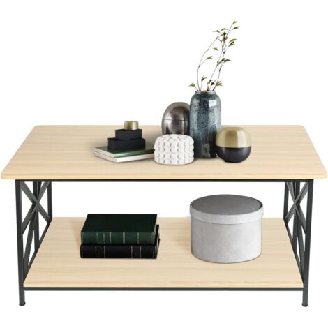 Marble Effect Coffee Table, Side Table for Living Room, Diameter 70 + 50 cm, Large Round, MDF, for Living Room, Bedroom, Balcony-70 x 70 x 45 cm (Burnt Wood + Black Legs) (1/5)
