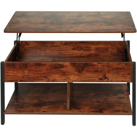 Marble Effect Coffee Table, Side Table for Living Room, Diameter 70 + 50 cm, Large Round, MDF, for Living Room, Bedroom, Balcony-70 x 70 x 45 cm (Burnt Wood + Black Legs) (1/5)