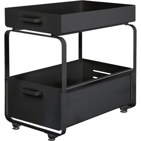 Kitchen Under Sink Shelf Under Sink Storage Cupboard Under Sink Organizer with Drawers for Kitchen Bathroom 29 x 38 x 49 cm (Black) (1/5)
