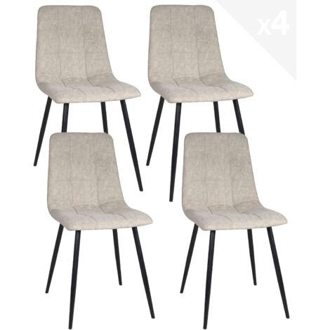 Ensemble de 4 chaises de salle à manger en tissu matelassé DILA (beige) (1/5)