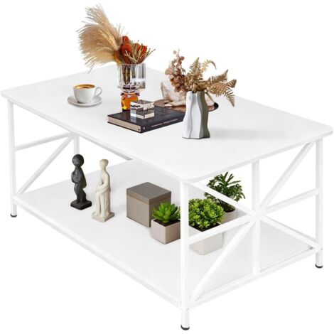 Marble Effect Coffee Table, Side Table for Living Room, Diameter 70 + 50 cm, Large Round, MDF, for Living Room, Bedroom, Balcony-70 x 70 x 45 cm (Burnt Wood + Black Legs) (1/5)