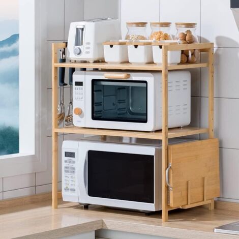 Expandable Shelf Holder for Microwave Oven with Storage Shelf, New Space Saving for Kitchen, Kitchen Storage Organizer (52 x 37 x 65 cm (Double Layer)) (1/5)