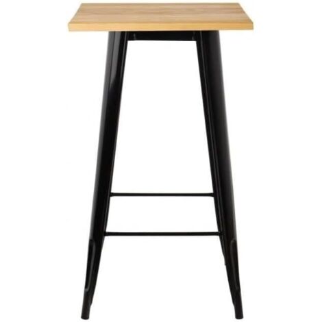 Dining Table Dining Dining Restaurant Home Interior MDF Bistro/Cafe/Bar/Kitchen Table Wood Board + Iron Legs, 60 x 60 x 72 cm (A) (1/5)