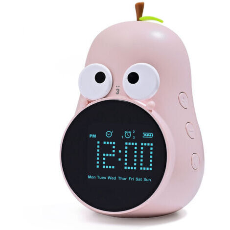 Réveil Enfant Forme Poire - Fonction Snooze - Rechargeable Triple Alarme - Réveil Numérique Premium pour Chambre d'Enfant
