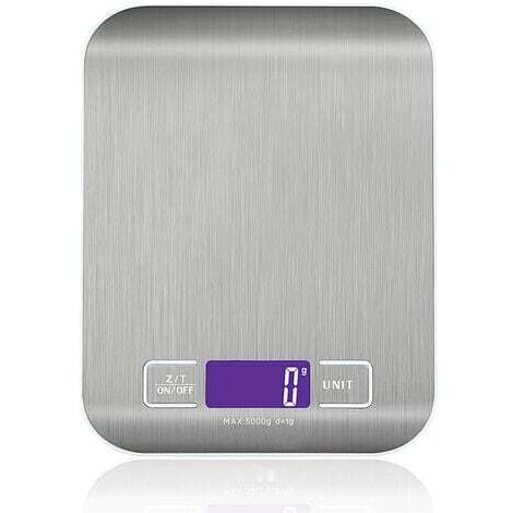 Balance de Cuisine Électronique de Haute Précision 5000g/1g avec Écran LCD Rétroéclairé, 6 Unités et Fonction Tare Acier Inoxydable, Smart Digital, pour Alimentaire Multifonctionnel