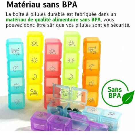 Pilulier (boîte à Pilules) 7 Jours - 28 Compartiments (4 Par Jour) - Multicolore - Plastique - Neuf