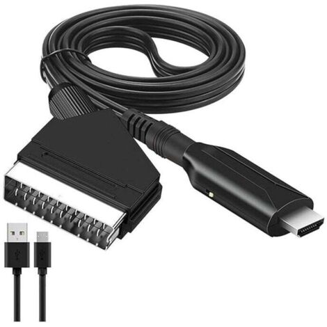 Adaptateur péritel vers HDMI, convertisseur péritel vers HDMI avec câble HDMI pour téléviseur Full HD 720p/1080p, audio vidéo pour lecteur DVD Blu-ray, décodeur, VHS, Xbox, PS3