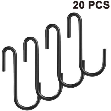 Paquet de 20 crochets en S robustes Porte-casserole Crochets de support Crochets suspendus Crochets en forme de S pour ustensiles de cuisine