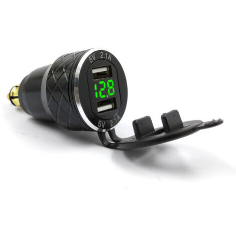 Chargeur de téléphone portable usb pour moto, prise européenne pour BMW Ducati, affichage de tension en métal, chargeur de voiture,vert (1/4)