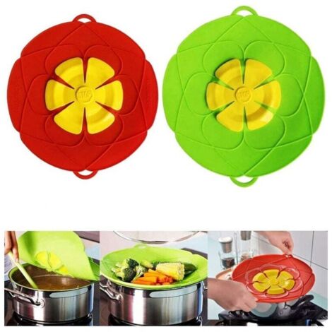 2 couvercles anti-déversement, silicone de qualité alimentaire, 28x26 cm, couvercles en silicone anti-poussière, anti-éclaboussures et résistant à l'ébullition pour les cuisines domestiques