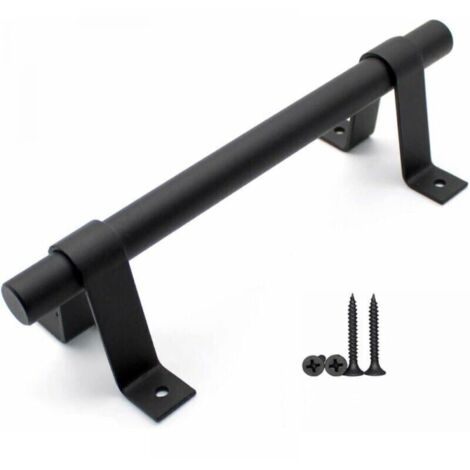 Poignée de porte de grange vintage poignée de porte coulissante en acier au carbone avec vis noir (1 pièce)
