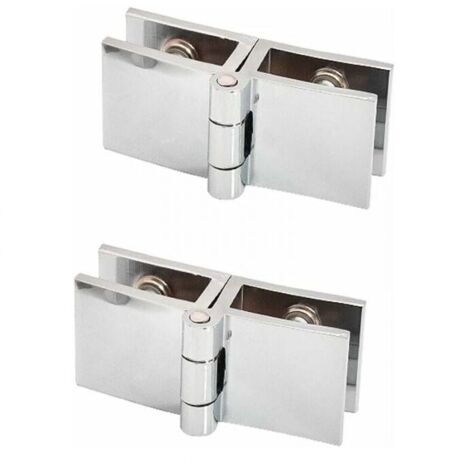 2 PCS 180 degrés clip de porte en verre charnière sans verre de perçage à charnière en verre pour épaisseur de verre 5mm - 8mm (1/5)