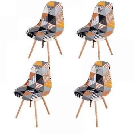 Housse de chaise extensible, lot de 4 pièces, universelle, sans accoudoirs, pour salle à manger, salon, cuisine, décoration d'intérieur, gris (1/5)