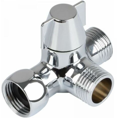 Valve 3 Voies en Laiton, Valve 3 Voies en G1/2, Douche Inverseur 3 Voies, Vanne de Dérivation de Douche à 3 Voies, Vanne DéRivation Douche à 3 Voies pour Douche, Douchette Et Bras De Douche Inve