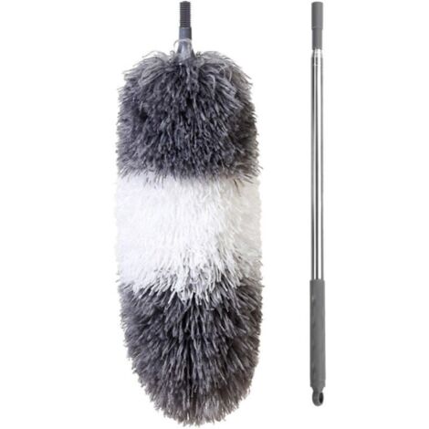 Cyslmuk – Plumeau télescopique 280cm – Tête pliable en microfibre – Mât en acier inoxydable pour nettoyage plafond et toiles d'araignées
