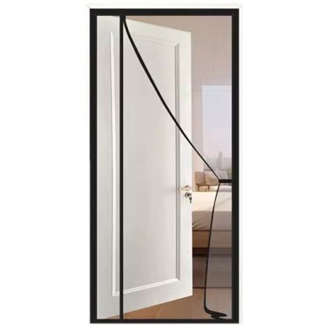 Moustiquaires magnétiques pour portes et fenêtres – fermeture automatique, maille ultra-fine – pour une aération optimale. Noir. 110 x 220 cm. (1/5)