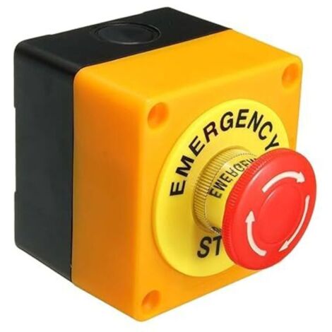 Generic Bouton Poussoir de Commutateur d'Arrêt d'Urgence avec Bote Robuste 7,2x6,4x7,8cm Résistant aux Intempéries, 660 V, 10A