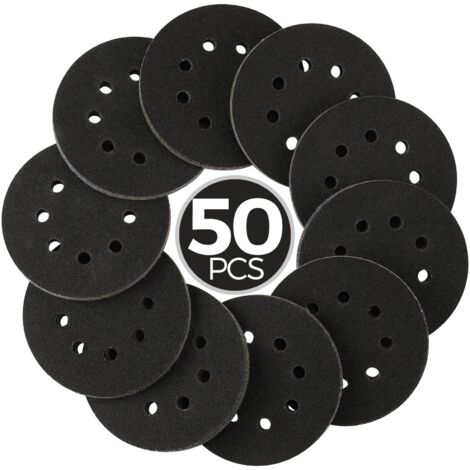50 disques abrasifs humides/secs de 5 pouces, grains 1000/1200/2000/3000/5000, papier abrasif à fixation auto-agrippante en carbure de silicium pour ponceuse orbitale, idéal pour le ponage des métaux (1/5)