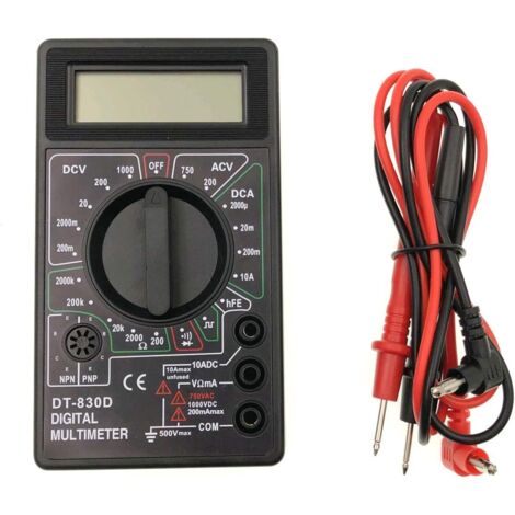 Multimètre numérique DT-830D, rétroéclairage LCD, instrument de mesure du courant, voltmètre CA/CC, ampèremètre CC, ohmmètre, batterie incluse (1/5)