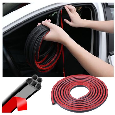 Joint de portière de voiture, double couche de caoutchouc, 10 mm8 mm 10 m, 5 trous, insonorisant, autocollant, universel, pour SUV, camion, camping-car (noir-1) (1/5)