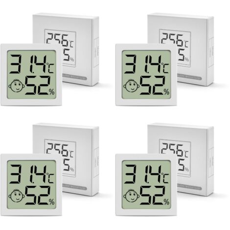 Lot Thermometre Interieur Maison, Mini LCD Digital Thermomètre, Hygromètre d'intérieur Mural Petit pour Chambre Bébé, Chambre à Coucher, Salon et Cuisine, 4 Pièces (1/5)
