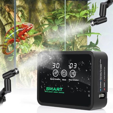 Brumisateur Terrarium, Humidificateur Terrarium avec Minuterie et Arroseur de Brouillard Réglables 360°, Système de Brumisation Terrarium pour Amphibiens Reptiles Plantes Fleurs