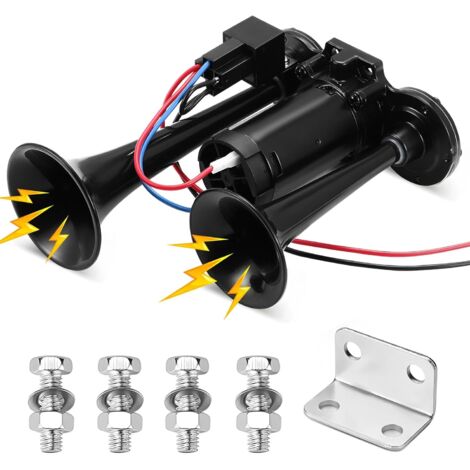 Klaxon électrique pour voiture, camion, 12 V, double tube intégré, haut-parleur d'alarme 150 dB, convient pour camions, bateaux, SUV, motos, yachts, etc