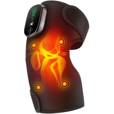 Genouillère Chauffante Sans Fil, Genou Chauffante avec Écran Tactile, Coussin Chauffant pour Épaule/Coude avec 5 Niveaux de Chauffage, 5 Modes de Vibration, 4 Moteurs Intégrés, Batterie 5000mAh