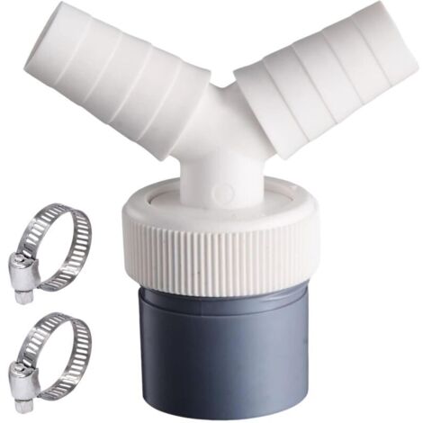 Double Evacuation Machine a Laver avec Sortie pour Tuyau 40 mm et Entrée 18-23 mm - Adaptateur Lave Vaisselle en Y - Set Inclut 2 Pièces Collier de Serrage 20-32 mm (1/5)