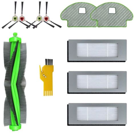 Kit d'accessoires pour iRobot Roomba Combo R111840 R1138 Robot Aspirateur Pièces de Rechange 10 Packs 1 Brosse Roulante, 3 Filtres, 4 Brosses latérales, 2 Balais à Franges (1/5)