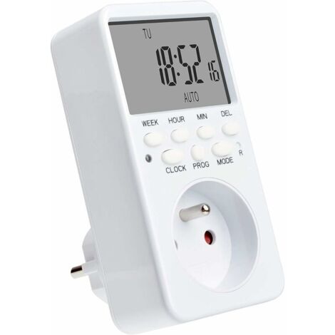Prise Programmable Digitale, Programmateur Prise électrique Hebdomadaire avec 20 Programmes, 24H Minuteur Prise avec LCD écran économie d'Energie pour la Maison——Adélala (1/5)