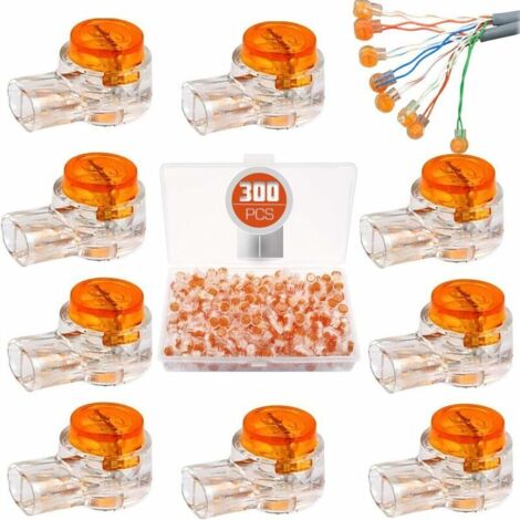Connecteurs étanches 300 pièces – Clips de connexion en plastique avec gel d'étanchéité – Pour câbles 0.4 à 1.52mm – Installation rapide