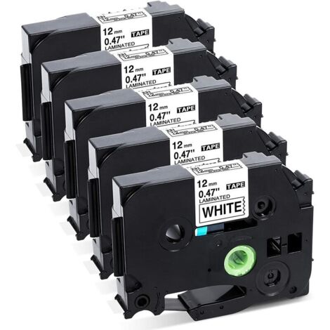 Fimax tze231 12mm x 8m Noir sur Blanc Compatible Ruban Remplacement pour Brother Ptouch 1000 Ruban TZe-231, pour étiqueteuse P-Touch PT-H110 PT-H107 PT-H100LB PT-H105 PT-H200 PT-1010 (1/4)