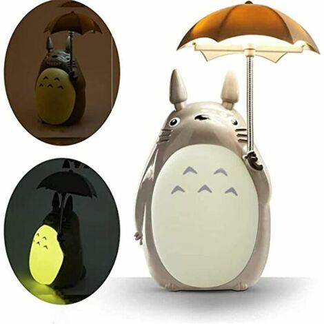 Totoro Veilleuse LED pour enfants, lampe de table de lecture USB rechargeable, dessin animé, animal mignon, décoration de chambre pour garons et filles
