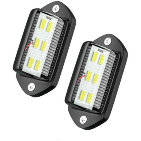 2PCS LED Eclairage Plaque Immatriculation étanche 6 SMD LED Feux Arrière Lampe de Plaque d’Immatriculation pour 12V/ 24V Camion Camionnette Remorque Voiture Véhicule Caravane