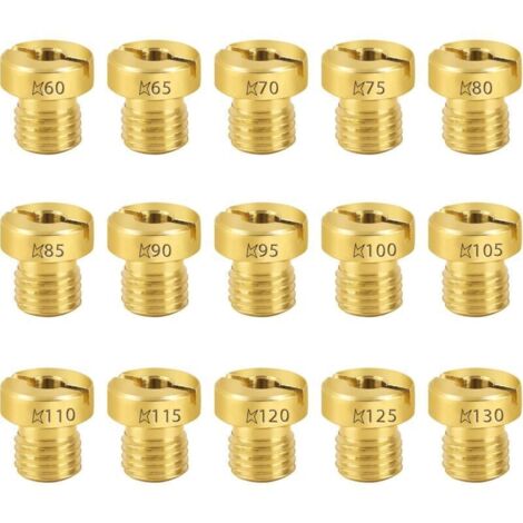 15 Pièces Gicleurs 6mm Carburateur Principal Jet Set pour Carburateur Dell'Orto PHBN-PHVA 60-130mm Taill (60/65/70/75/80/85/90/95/100/105/110/115/120/125/130) pour Scooter Moto (1/5)