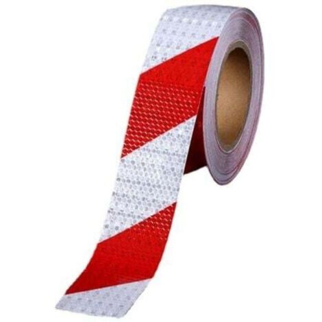 Promotion Ruban de Signalisation Rouge et Blanc Bande Reflechissante Autocollante Avertissement De La Circulation Nuit De Autocollant Reflechissant Voiture Marquage Sol,5cm x 25m (1/5)