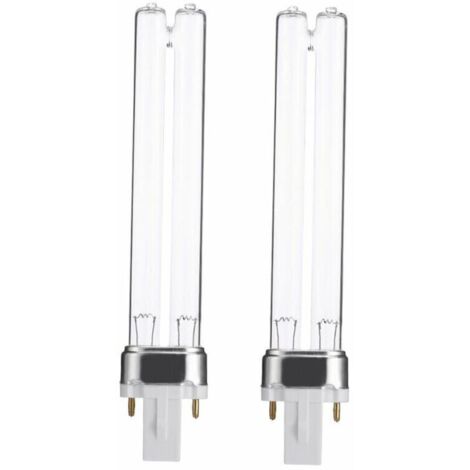 Lot de 2 stérilisateurs UV pour réservoir de poissons d'aquarium, purificateur, ampoule de remplacement UV germicide, base 9 W G23
