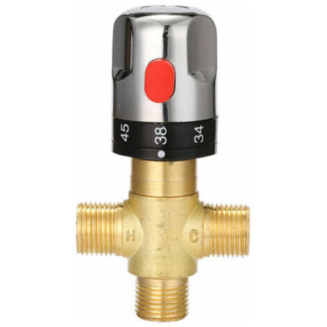 Mitigeur thermostatique de douche,Mitigeur thermostatique réglable de salle de bains mitigeur d'eau en laiton vanne de contrle de température de mélange d'eau chaude/froide - Type 3