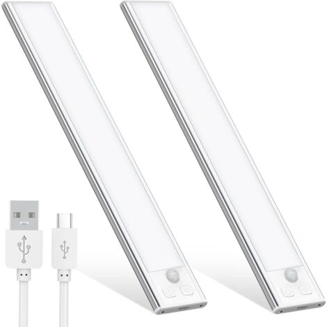 Lampe de Placard, Eclairage Led Rechargeable Interieur Placard,Sans Fi,Dimmable Lampe Led Detecteur Mouvement,Lumière Led pour Armoire Placard Escalier Cuisine (20CM-2 Pièce) (1/5)