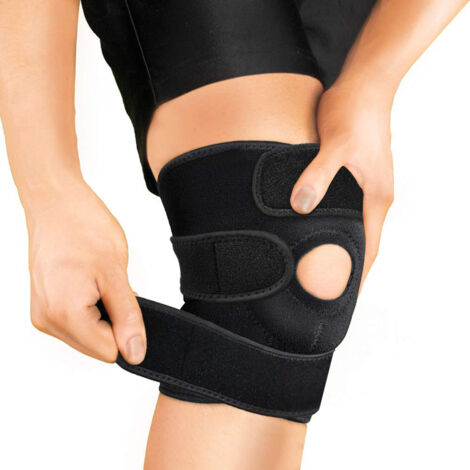 Genouillère Rotulienne et Ligamentaire, Attelle Genou Sport, Arthrose, Orthèse Médicale Ajustable en Néoprène avec Anneau Stabilisateur, Pour Jambe Gauche ou Droite (Noir)