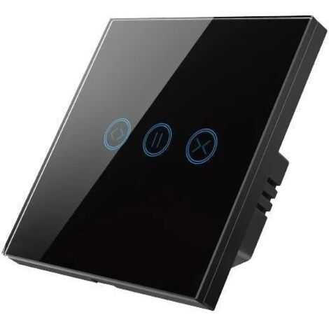 Silamp – Interrupteur connecté Wifi tactile noir pour volet roulant – Commande vocale compatible Google Home et Amazon Alexa – Design en verre 86x86mm