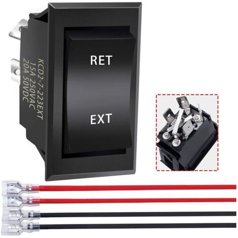 interrupteur inverseur de polarité 12v 3 positions momentané DC Motor Control DPDT 4 broches (ON)-Off-(ON) 20A RV Commutateur pour 5th Wheel Tongue Trailer KCD2-7-223-4P-X