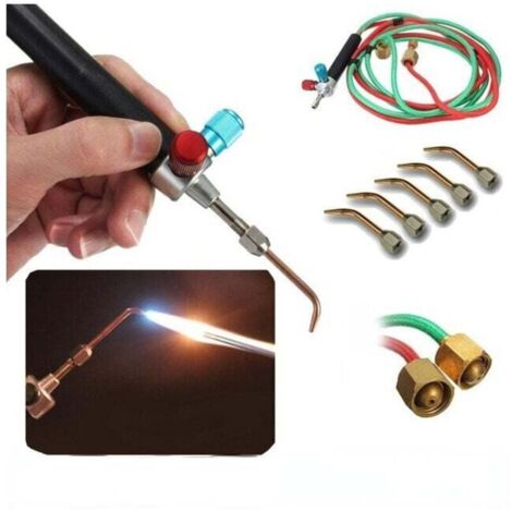 Micro micro gaz petite torche torche torche bouteille d'oxygène, torche avec 5 embouts pour tuyaux - bijoux commercial acétylène