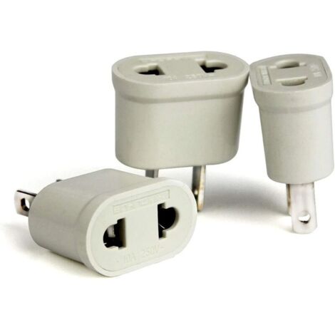 Adaptateur de voyage 3PCS FR vers US – Convertisseur prise européenne 2 Prong vers fiche américaine – Pour appareils 250V 10A – Blanc