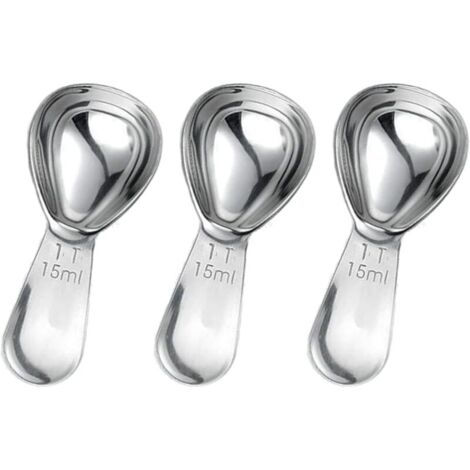 Ahlsen 3 Pièces Cuillères à Café, Poignées Courtes Cuillères à Mesurer pour Café, Cuillère Doseuse à Café de 15 ML en Acier Inoxydable, pour Café, Lait en Poudre, Poudre de Fruits(15ML) (1/5)