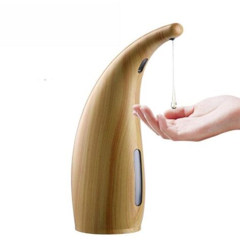 Ahlsen Distributeur de Savon Automatique, sans Contact Distributeur de Savon avec Capteur Infrarouge, étanche IPX6, pour Famille, école, Bureau, Hôtel, Restaurant (Bois Clair) (1/5)
