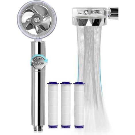 Ahlsen Pommeau de douche haute pression, douchette economie deau, douchette douche salle de bain anti calcaire avec tuyau de douche 3 filtres en coton (1/5)