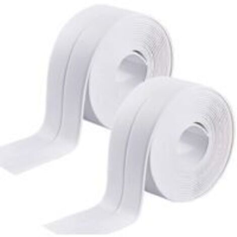 AHLSEN Ruban Adhésif étanche Bande d'étanchéité Autocollante pour Évier de Cuisine Écart de Toilette Salle de Bain Résiste à l'humidité et Anti-moisissure Bande PVC Blanc pour Coin de Mur (1/4)